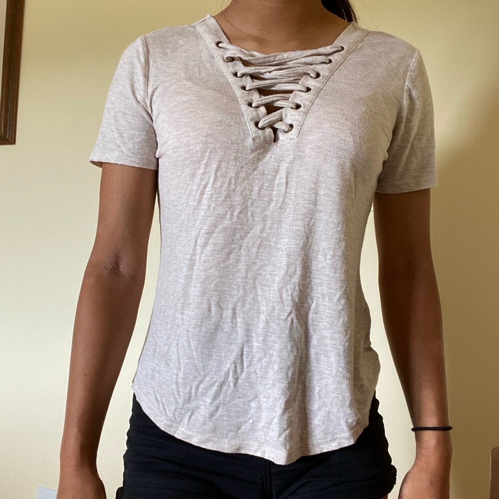 Mudd lace-up neck top